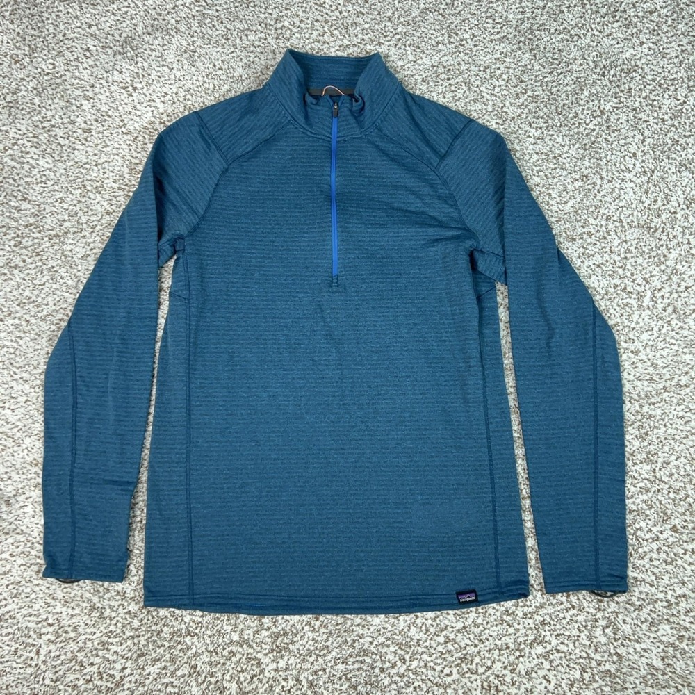 Patagonia Pullover Mens Large Blue Thermal Weight 1/4 Zip Capilene Baselayer Top